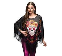 Boland 84337 - Poncho Catrina, Cape Dia de los Muertos pour Halloween, Carnaval et Costumes, Jour de la mort Mexique, Tête de mort