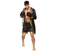 Boland 84554 - Costume de boxeur, manteau, gants, pantalon, ceinture, pour homme, doré/noir, champion de boxe, champion du monde, costume, carnaval, soirée à thème