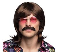Perruque et moustache marron homme