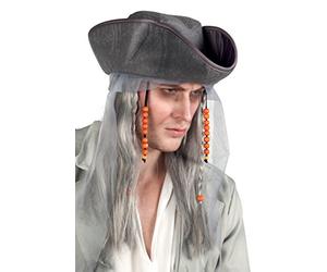 Boland 85726 - Perruque pour Adulte avec Chapeau, Coiffure, Cheveux synthétiques, Perles, Pirate de mer, Costume, Carnaval, fête à thème, Halloween