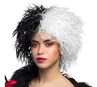 Boland 86035 - Perruque pour adultes, perruque femme noire et blanche pour Halloween ou carnaval, perruque femme cheveux courts, accessoires pour costumes