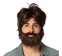 Boland Perruque 86312 Dude avec barbe brune coiffure synthétique – Enterrement de vie de garçon