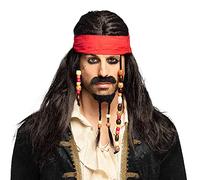 Boland 86343 - Perruque Pirat Tobias avec bandana, barbe, moustache et perles, cheveux artificiels, coiffure, bandit, brigand, capitaine, accessoire, fête à thème, carnaval