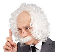 Boland 86358 - Perruque Professeur avec moustache et lunettes, cheveux synthétiques, vieil homme, grand-père, accessoire, déguisement, carnaval, fête à thème