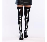 Boland - 87868 - Cuissardes avec squelette, bas autofixants pour carnaval, soirée à thème, Halloween, Dia de los Muertos