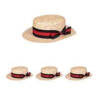 Boland 90993 - Chapeau Maurice Chapeau de paille avec banderole, coiffe, français, peintre, plage, vacances, costume, carnaval, fête à thème (Lot de 4)