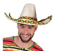 Boland 95430 - Sombrero Fiesta - Chapeau de paille avec bord coloré - Diamètre : 48 cm