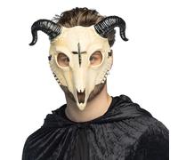 Boland 97611 - Demi-Masque de démon, Masque de Squelette avec Cornes pour Halloween, Le Carnaval et Les soirées à thème Horreur