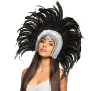 Boland - Accessoire de cheveux pour danseuse Go-Go, avec plumes noires, coiffe élaborée, samba, danseuse du ventre, costume, carnaval, fête costumée