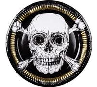 Boland assiettes crâne 23 cm carton noir/blanc 6 pièces Wit G