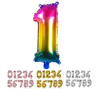 Boland - Ballon en aluminium chiffre, taille 36 cm, couleurs arc-en-ciel, chiffres, ballon, hélium, anniversaire, anniversaire de mariage, année de vie, fête surprise, décoration