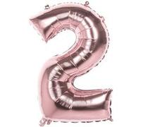 Boland 22042 Ballon gonflable en forme de chiffre 2, taille 86 cm, or rose, ballon à chiffres, ballon gonflable, air, anniversaire, anniversaire d'enfant, décoration