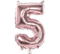 Boland 22045 Ballon gonflable en forme de chiffre 5, taille 86 cm, or rose, ballon à chiffres, ballon gonflable, air, anniversaire, anniversaire d'enfant, décoration