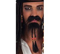 Boland – Moustache et barbe de pirate 01811 – 2 éléments – Fibre synthétique, autocollant – Noir