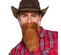 Boland Barbe de cowboy avec élastique, poils du visage pour homme, fausse barbe, accessoire de déguisement de cowboy, barbe pour homme, marron (marron)