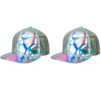 Boland - Basecap Holo, holographique, taille réglable, casquette, chapeau, casquette, rappeur, déguisement, fête foraine, carnaval (Lot de 2)