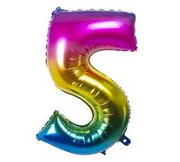 Boland - Ballon de baudruche numéroté, Taille 86 cm, Arc-en-Ciel, Ballon numéroté, numéro, Ballon de baudruche, Anniversaire, Anniversaire d'enfant, décoration, Cadeau