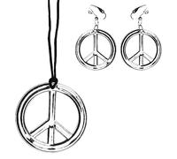 Boland BOL44517 Peace Necklace & Earring Set, Argent