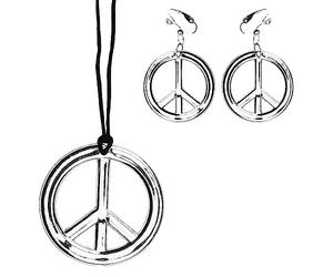 Boland BOL44517 Peace Necklace & Earring Set, Argent