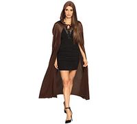 Boland - Cape avec capuche Tissu, 180 cm, 100% polyester, unisexe, sorcière, médiéval, cavalier, vampire, Halloween, costume, carnaval, fête costumée, Brun