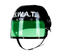 Boland - Casque de police pour enfant, casque de policier, mentonnière, visière verte rabattable, costume, carnaval, fête à thème, noir