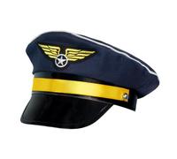 Boland Casquette de pilote 01253 - pour adultes, taille réglable, bleu foncé, détails dorés