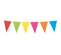 Boland - Chaîne de fanions, longueur 10 mètres, chaîne de drapeaux, guirlande en plastique, décoration suspendue, carnaval, fête déguisée, anniversaire, jardin d'enfants, discothèque