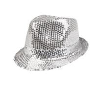 Boland Chapeau Pop Star à paillettes unisexe Argent