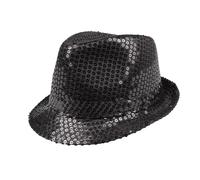 Boland - Chapeau à paillettes, unisexe, tenue disco, accessoire, carnaval, costume, fête déguisée, fête à thème, Noir