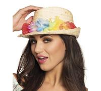 Boland - Chapeau Aruba avec collier hawaïen, 59 cm | Chapeau d'été pour déguisements, carnaval et soirées à thème, chapeau de paille