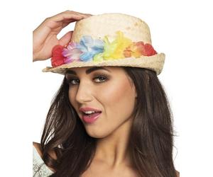 Boland - Chapeau Aruba avec collier hawaïen, 59 cm | Chapeau d'été pour déguisements, carnaval et soirées à thème, chapeau de paille