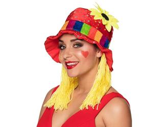 Boland - Chapeau de clown Clara avec cheveux | Casquette en peluche pour déguisements, carnaval et soirées à thème, anniversaire
