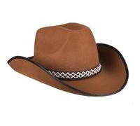 Boland 54370 - Chapeau de Cowboy Junior pour Enfant, Marron, Bordure, Taille Unique, Carnaval, Halloween, fête à thème, Costume, théâtre, déguisement, Accessoire