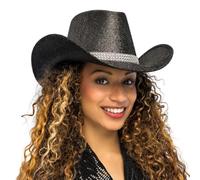 Boland - Chapeau de cowboy Midnight, 59 cm | Chapeau western pour festival, carnaval, réveillon du Nouvel An, soirée à thème et costume pailleté