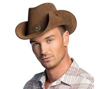 Boland - Chapeau de cowboy Nevada aspect cuir | Chapeau avec ruban décoratif pour le carnaval, les festivals et les soirées à thème