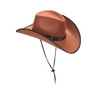 Chapeau Cowboy Marron à Bordures Noires Adulte - Marron - Taille Unique