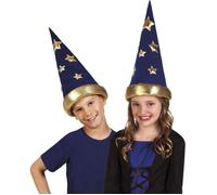 BOLAND - Chapeau de magicien enfant - Conte de fée - Bleu nuit - Étoiles dorées - Taille enfant