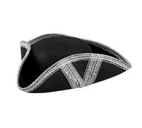 Boland B.V. Chapeau Pirate Bordure argentée Adulte - Noir - Einheitsgröße