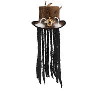 Boland Chapeau Voodoo Buluku – cylindre unisexe avec cheveux, ruban, plumes, taille unique
