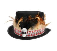 Boland - Chapeau Vaudou Zaka, 59 cm | Haut-de-forme avec plumes pour Halloween, Carnaval et soirée à thème, guérisseur