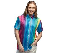 Boland - Chemise arc-en-ciel Relaxed pour hommes, chemise à manches courtes, haut pour carnaval, fête à thème et festival de la fierté