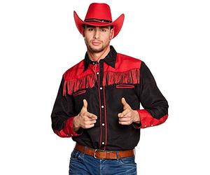 Boland - Chemise de Cow-Boy Noire à Franges | Chemise pour homme pour costumes western, soirées à thème et carnaval