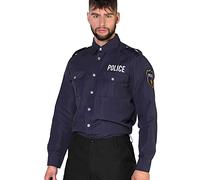 Boland - Chemise de police, pour homme, officier de police, chemise brodée à manches longues, officier, commissaire, uniforme, costume, carnaval, fête à thème