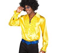 Boland - Chemise disco à volants, jaune, pour homme, costume, chemise de soirée, 70s, fête à thème, carnaval