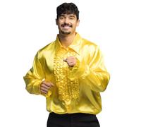 Boland - Chemise disco à volants, jaune, pour homme, costume, chemise de soirée, 70s, fête à thème, carnaval
