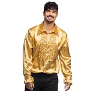 Boland- Chemise disco à volants, or, pour hommes, déguisement, chemise de fête, Schlagermove, années 70, fête de thème, carnaval
