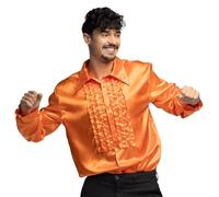 Boland - Chemise disco à volants, Orange, pour hommes, déguisement, t-shirt de fête, Schlagermove, années 70, fête de thème, carnaval