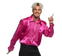 Boland - Chemise disco à volants, rose, pour hommes, déguisement, chemise de fête, Schlagermove, années 70, fête de thème, carnaval