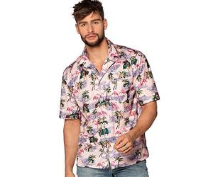 Boland - Chemise Flamingo, pour Homme, Chemise, Manches Courtes, Hawaï, Plage, Vacances, Costume, Carnaval, fête costumée