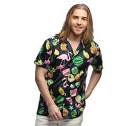 Boland - Chemise hawaïenne flamant rose pour homme, à manches courtes, pour carnaval, fête à thème et JGA